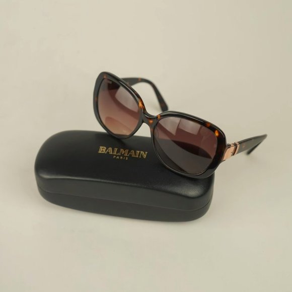 Balmain BL2044B Burgundy Tortoise Square Sunglasses - Picture 1 of 8
